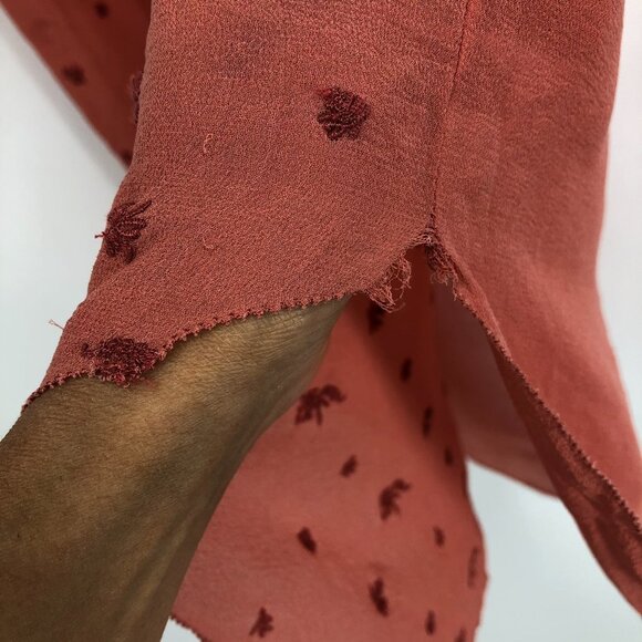 Aritzia Wilfred Le Fou Peach Short Sleeve Embroidered 1/2 Button Midi Dress XS - Picture 11 of 13